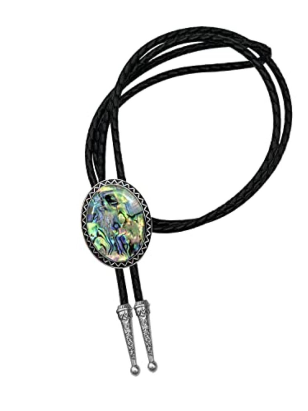 Stone Bolo Tie Native Western Cowboy Hand-woven Leather Bola Tie Necktie for